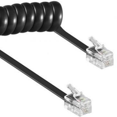 Telefoon Spiraalsnoer 4P4C Rj10 2 Meter Zwart Quality4All quality4all kopen in de aanbieding