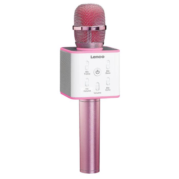 B.C. Muf Smaak Karaoke microfoon - Karaoke microfoon - Roze, Merk: Lenco - BMC-080,  Verbinding: Bluetooth, Speakers: 2x 3 Watt RMS, Batterijduur: 10 uur.