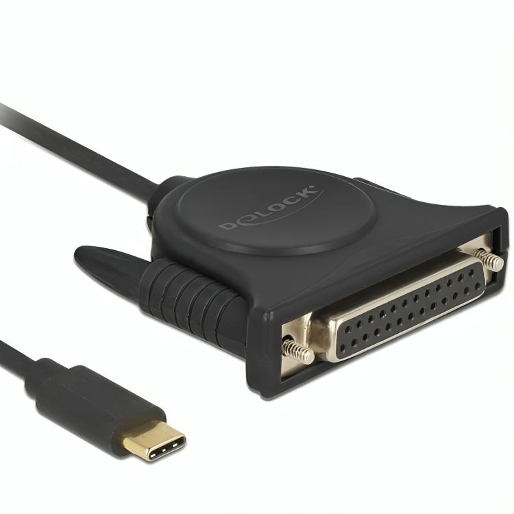 Terugspoelen dun Negen USB C parallel kabel - Versie: 2.0 - HighSpeed Aansluiting 1: USB C male  Aansluiting 2: 25 polig parallel male