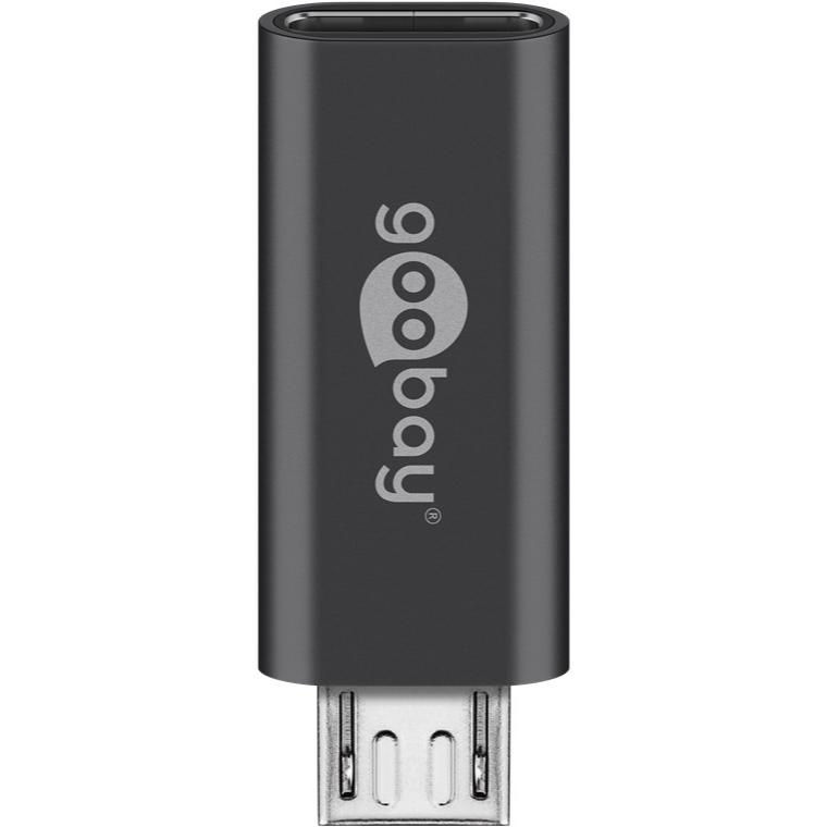 USB 2.0 Micro-B to USB-C™ adapter, grey USB-C™ female > USB 2.0 mic - Goobay