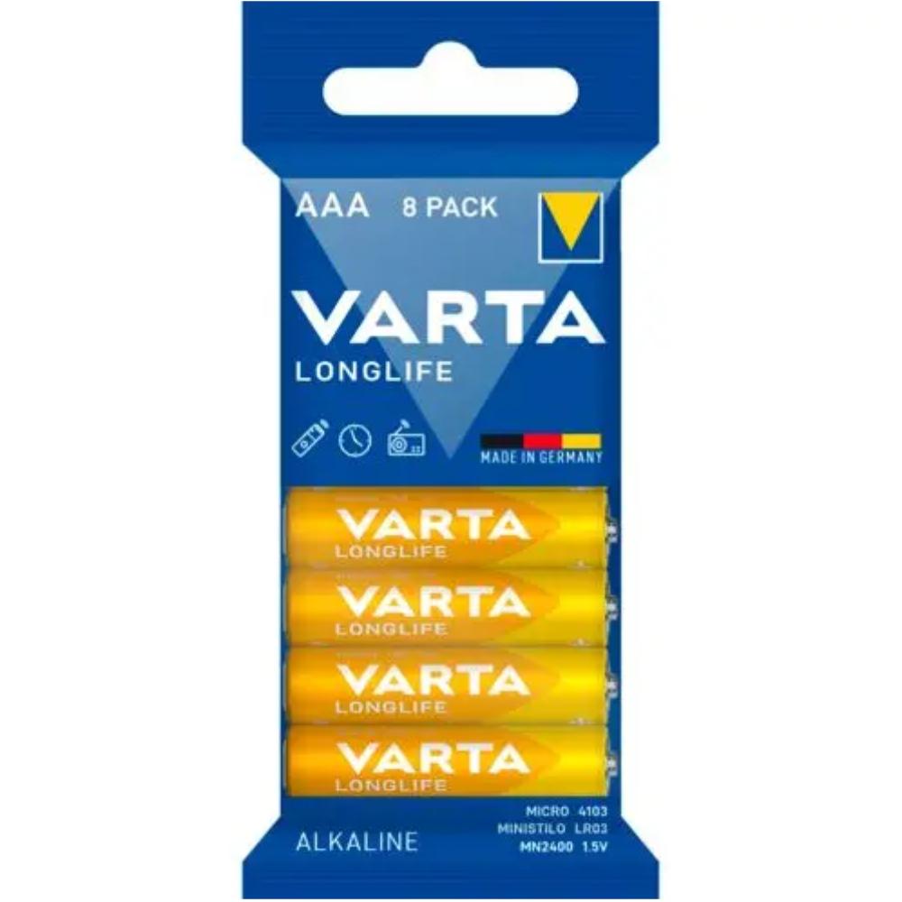 1x8 Varta Longlife AAA LR 3 folieverpakking - 04103101328 - Varta