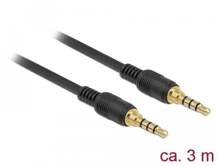 Delock Jackkabel 3,5 mm 4-polig Stekker > Stekker 3 m zwart - Delock