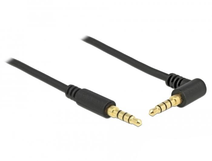 Delock Jackkabel 3,5 mm 4-polig Stekker > Stekker gehoekte 1 m zwart - Delock