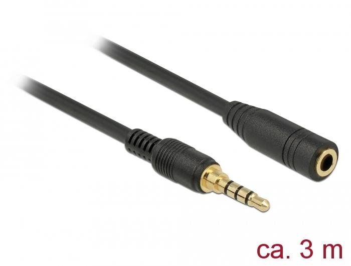Delock Jackverlengkabel 3,5 mm 4-polig Stekker op Jack 3 m sc - Delock