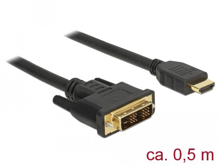 Delock Kabel DVI 18+1 Stekker > HDMI-A Stekker 0,5 m zwart - Delock