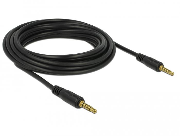 Delock Jackkabel 3,5 mm 5-polig Stekker op Stekker 5 m zwart - Delock
