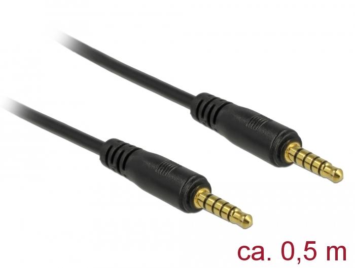 Delock Jackkabel 3,5 mm 5-polig Stekker op Stekker 0,5 m zwart - Delock