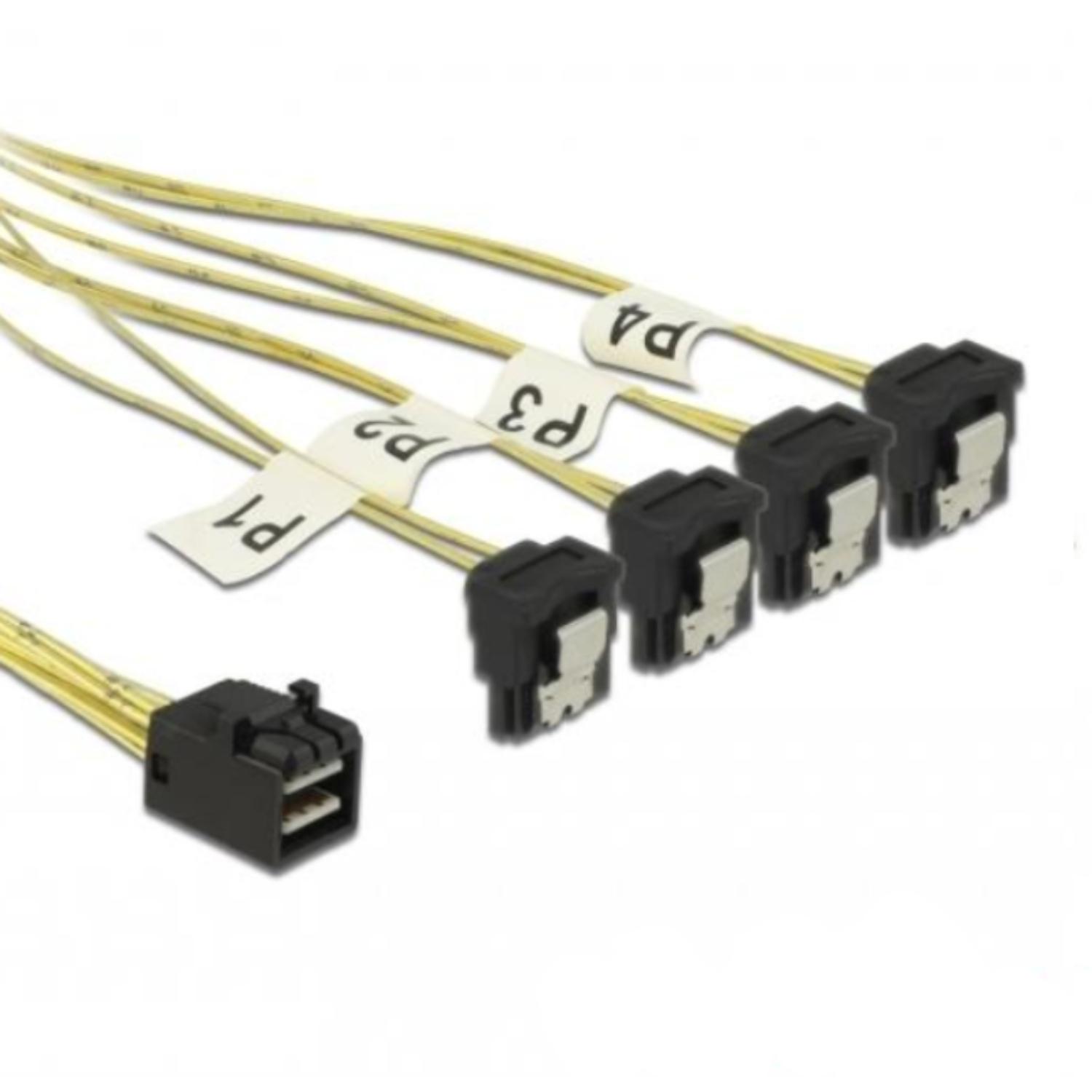 Delock Kabel Mini SAS HD SFF-8643 > 4 x SATA 7-pins gedraaid 0,5 m - Delock
