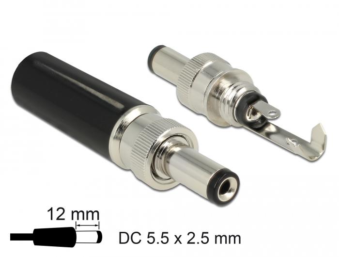 Delock-connector DC 5,5 x 2,5 mm met lengte 12,0 mm holle connector - Delock