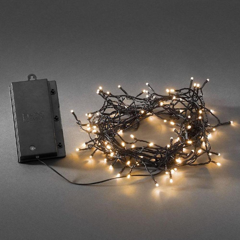 Led lichtsnoer kerstboomverlichting - 120 lampjes - 4x D batterijen - timer en lichtsensor - 11.9 meter - extra warm wit