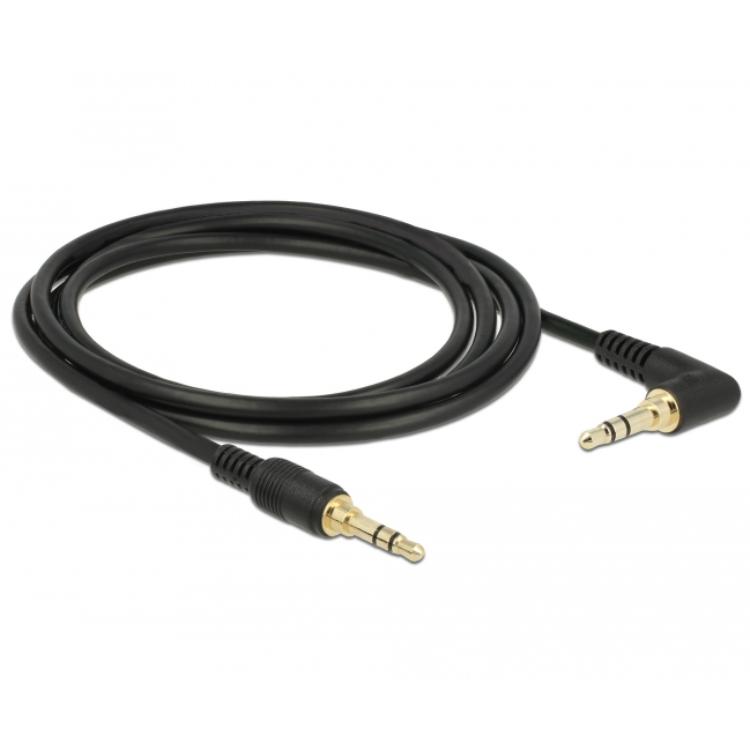 Delock Jackkabel 3,5 mm 3-polig Stekker > Stekker gehoekte 2 m zwart - Delock