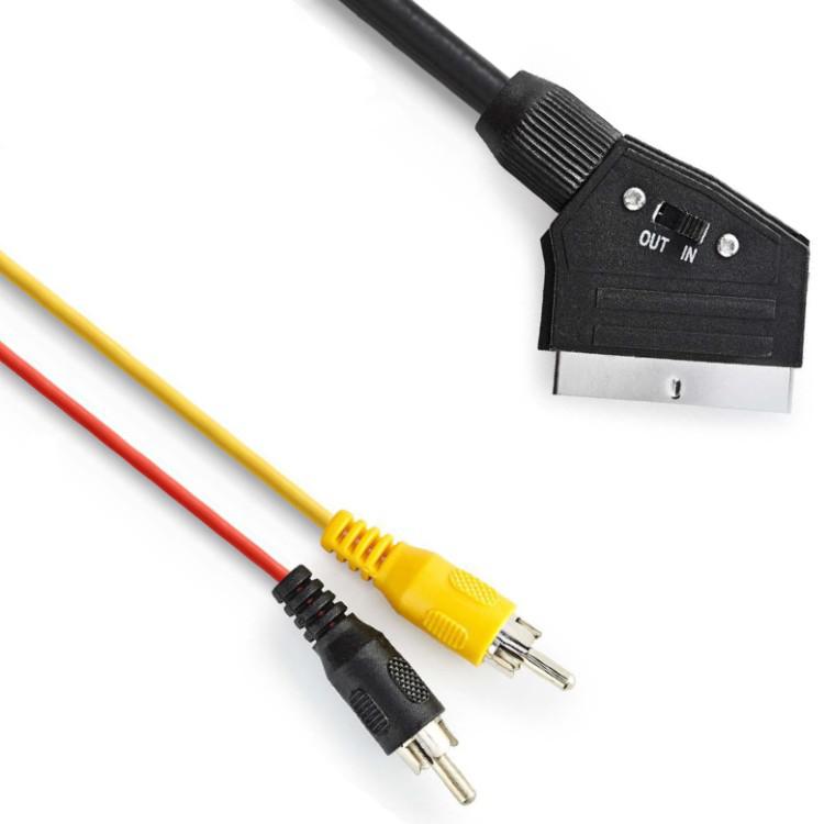 Schakelbare SCART-Kabel SCART Male - 2x RCA Male 2,0 m Zwart - Nedis