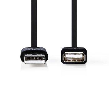 USB 2.0-Kabel A Male - A Female 0,2 m Zwart - Nedis