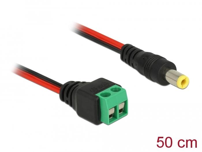 Delock Kabel Dc 55 X 25 Mm Stecker Zu Terminalblock 2 Pin 50 Cm De delock kopen in de aanbieding