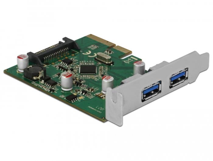 Delock PCI Express x4-kaart met 2 x externe USB 3.1 Gen 2 Type-A-aansluiting - Delock