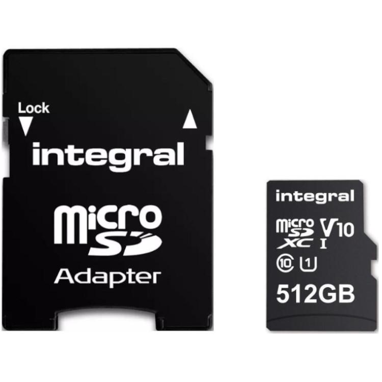 SD kaart - 512 GB - Merk: - V10, Inclusief: adapter SD, Leessnelheid: 80 MB/s, Schrijfsnelheid: 20 MB/s, 512 GB.