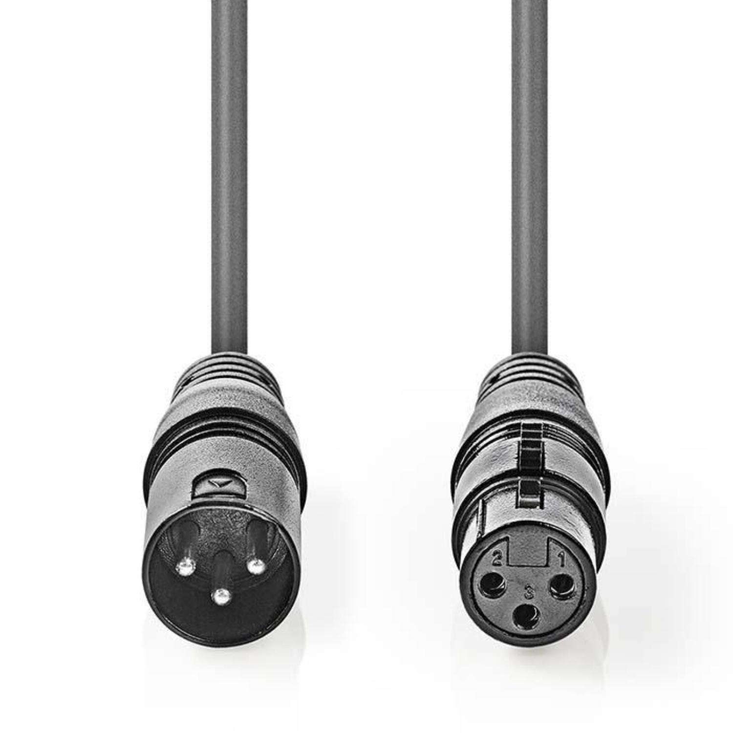 Gebalanceerde XLR-Audiokabel XLR 3-pins male - XLR 3-pins female 1,5 m - Nedis