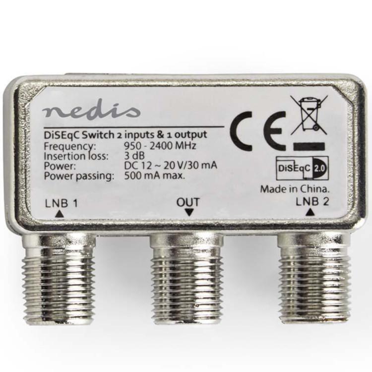 DiSEqC-schakelaar 2 naar 1 F-connector 950 - 2400 MHz - Nedis