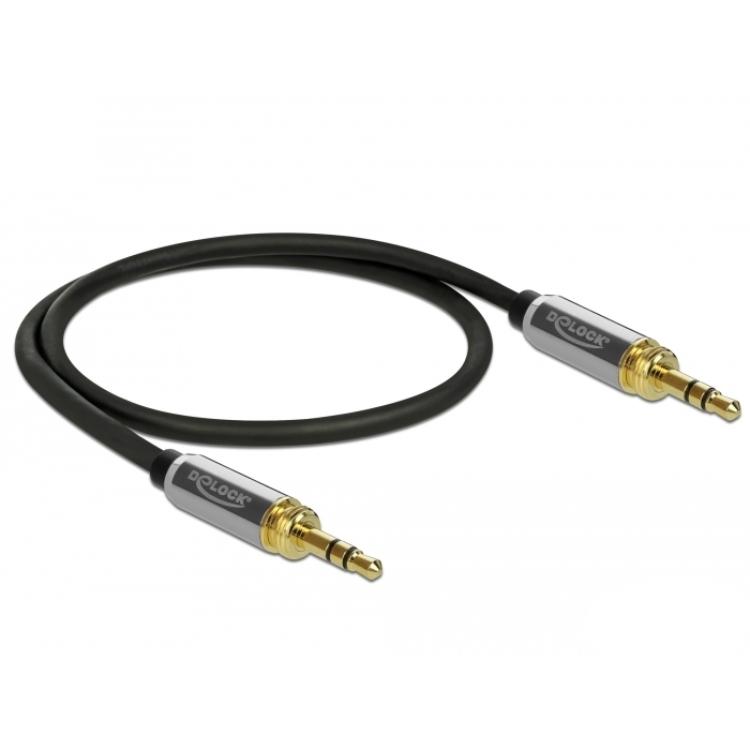 Delock Jackkabel 3,5 mm 3-polig Stekker op Stekker met schroefadapter 0,5 - Delock