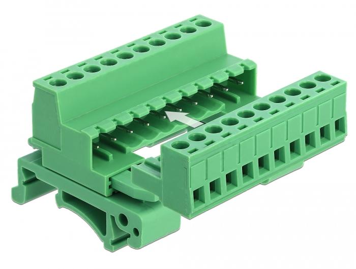 Delock-Klemmenstrookset voor Hutschienen 10-polig met 5,08 mm pitch - Delock