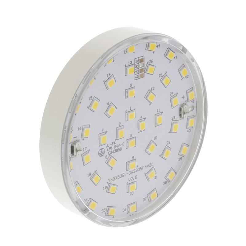 optellen Grafiek replica GX53 Lamp - 250 lumen - Lamptype: Led, Vermogen: 3 Watt - 230 Volt,,  Lichtsterkte: 250 Lumen, Afmeting: Ø 75 mm x 24 mm, Lichtkleur: Neutraal  wit - 4000 K.