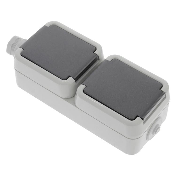 Opbouw stopcontact - 2-voudig - Peha