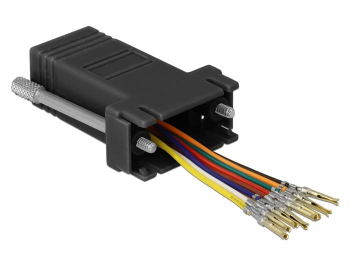 Delock Adapter Sub-D 9 Pin Vrouwelijk naar RJ45 Vrouwelijk Montageset - Delock