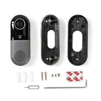 Smart draadloze deurbel camera - Merk: Nedis - WIFICDP10GY, Aan te sluiten op bestaande bedrade deurbel, Extra: Wifi, bewegingsmelder, videogesprek, nachtzicht, MicroSD-kaart Zendfrequentie: 2400 - 2484 MHz, Monitor: Via smartphone, Deuropenerfunctie: