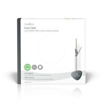 Coaxkabel Coax 9 (KOKA 799) 25,0 m Giftbox Wit - Nedis