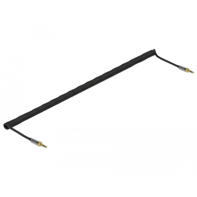 Delock Spiralkabel 3.5mm 3-polige Klinkensteker op Klinkensteker met schroef - Delock