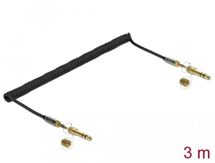 Delock Spiralkabel 3.5mm 3-polige jackplug naar jackplug met schroef - Delock