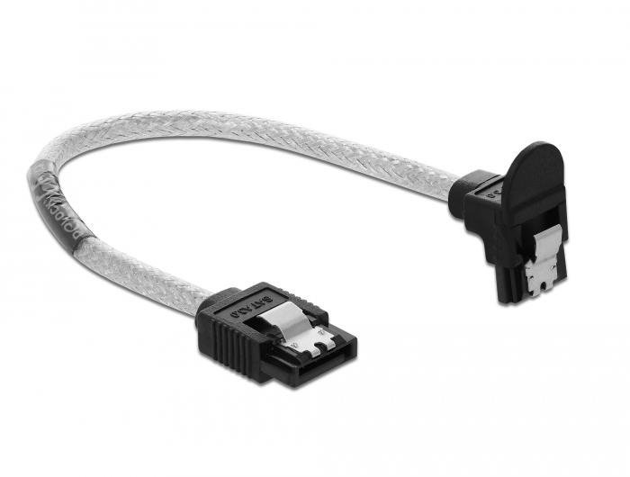 Delock SATA 6 Gb/s Kabel recht naar beneden schuin 20 cm transparant - Delock