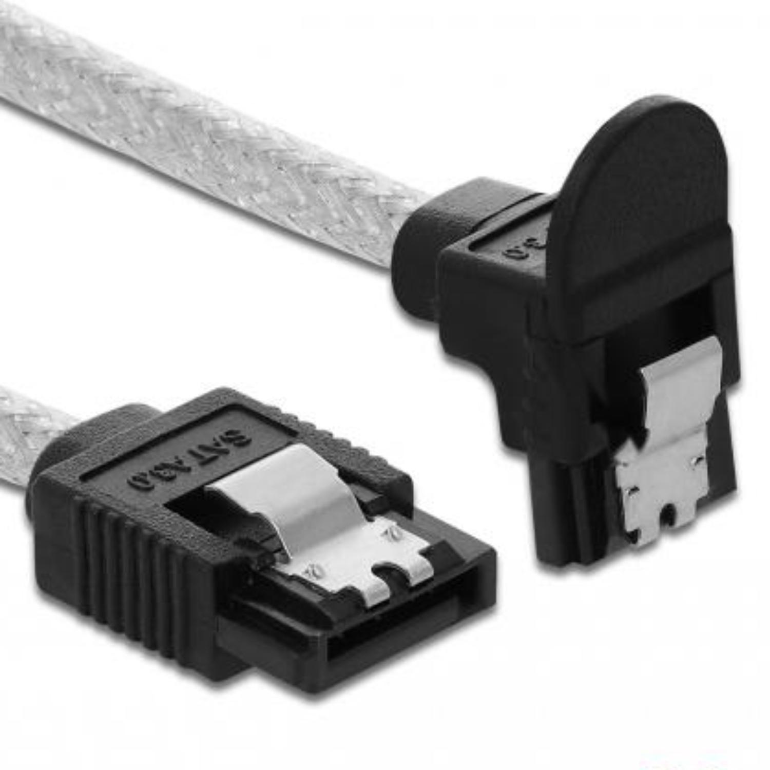 Delock SATA 6 Gb/s Kabel recht naar beneden schuin 20 cm transparant - Delock
