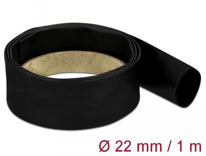 MACHSWON Krimpkousen 14mm Dia 23mm Platte Breedte 2:1 Verhouding Elektrische Draad Kabelwikkelhuls Krimpbuis 1m - Zwart