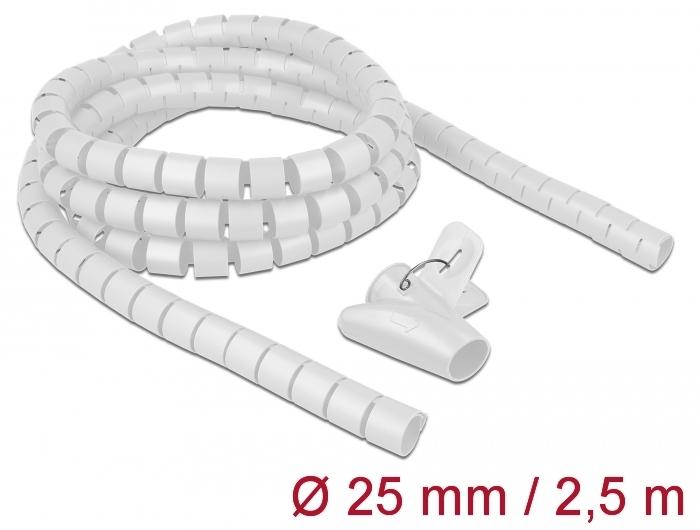 Delock spiraalslang met intrek hulpstuk 2,5 m x 25 mm wit - Delock