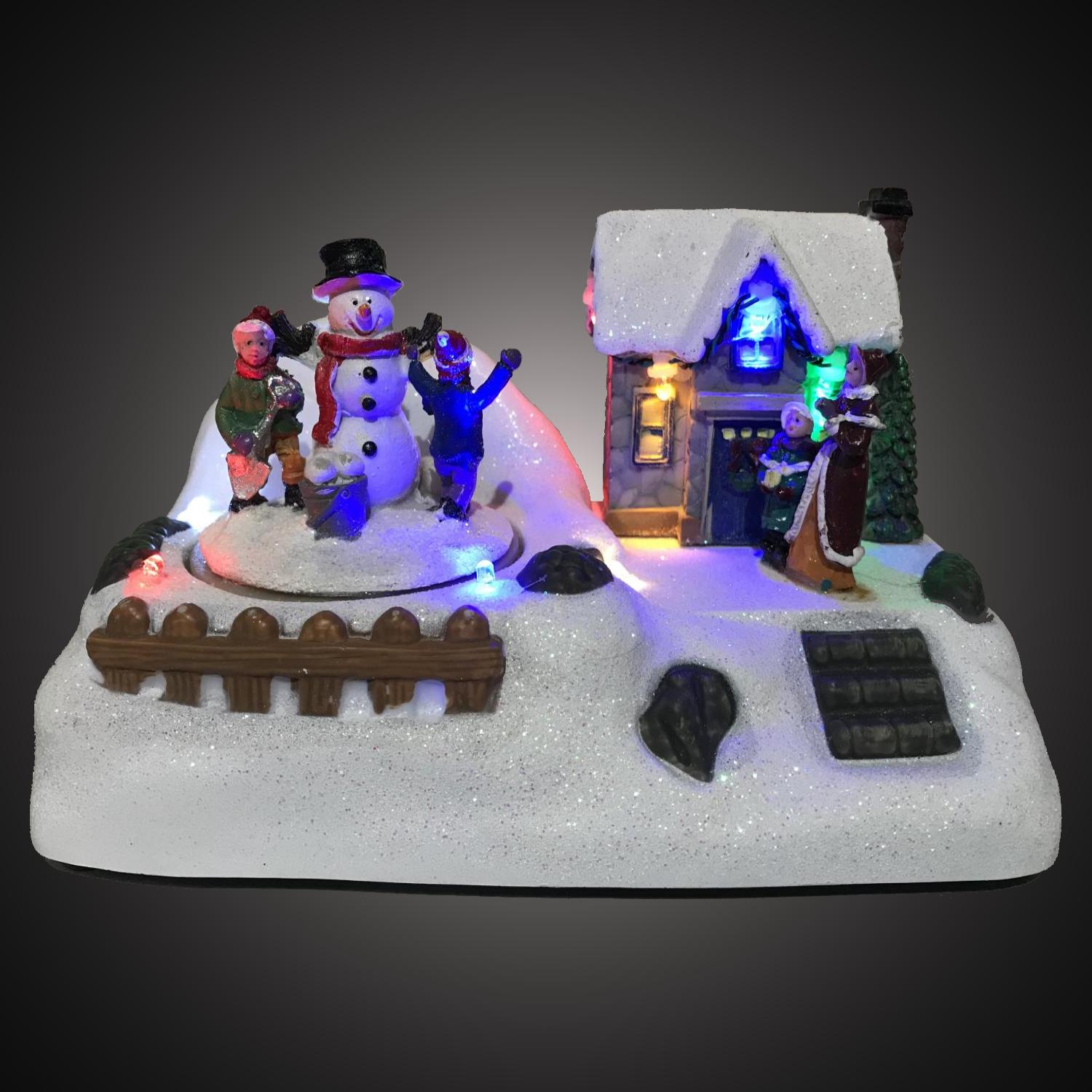 Kersthuisje - led kerstverlichting binnen - 7 lampjes - 10 x 18 x 12 cm - multicolor - 3x AA