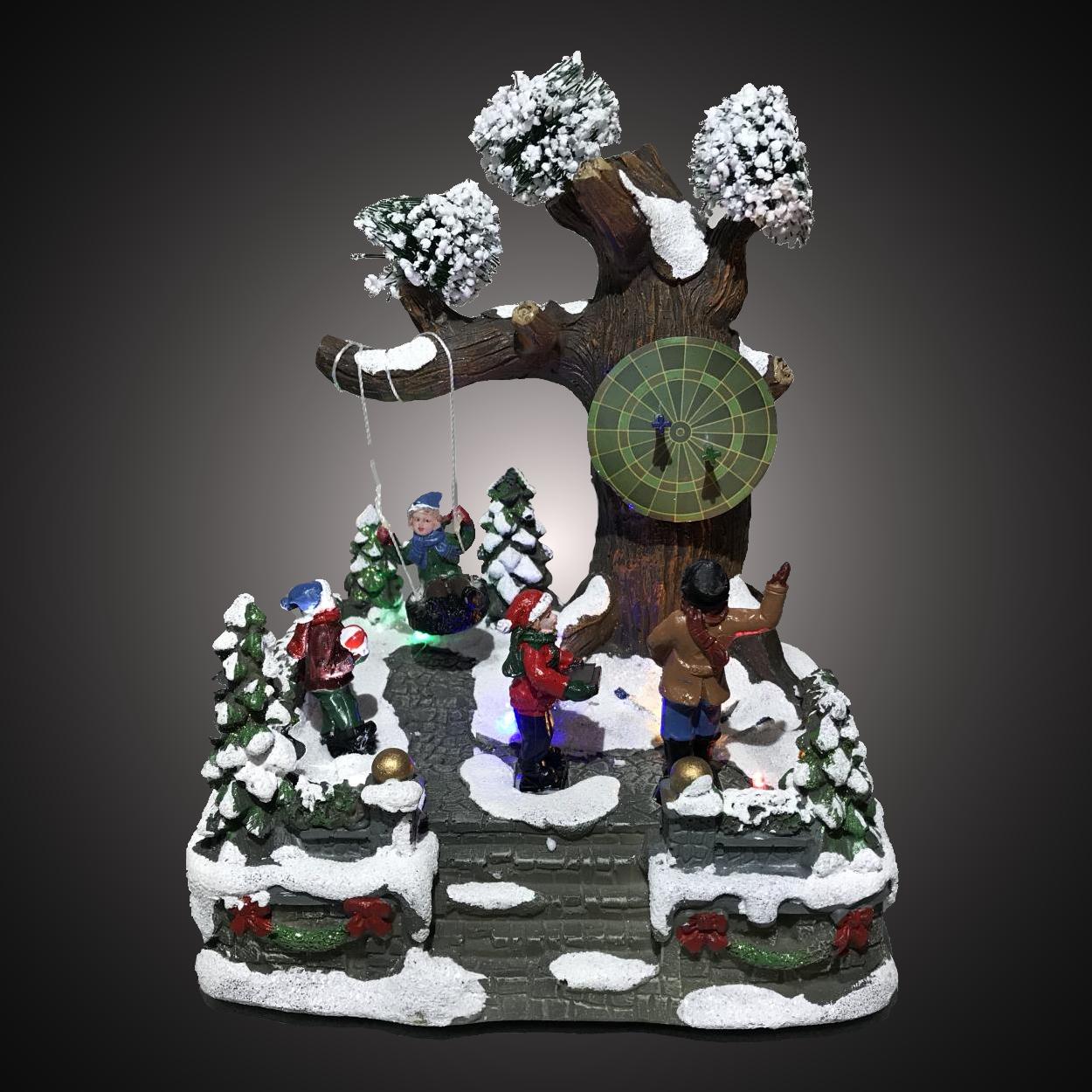 Kersthuisje - led kerstverlichting binnen - 7 lampjes - 16.5 x 16 x 23 cm - multicolor