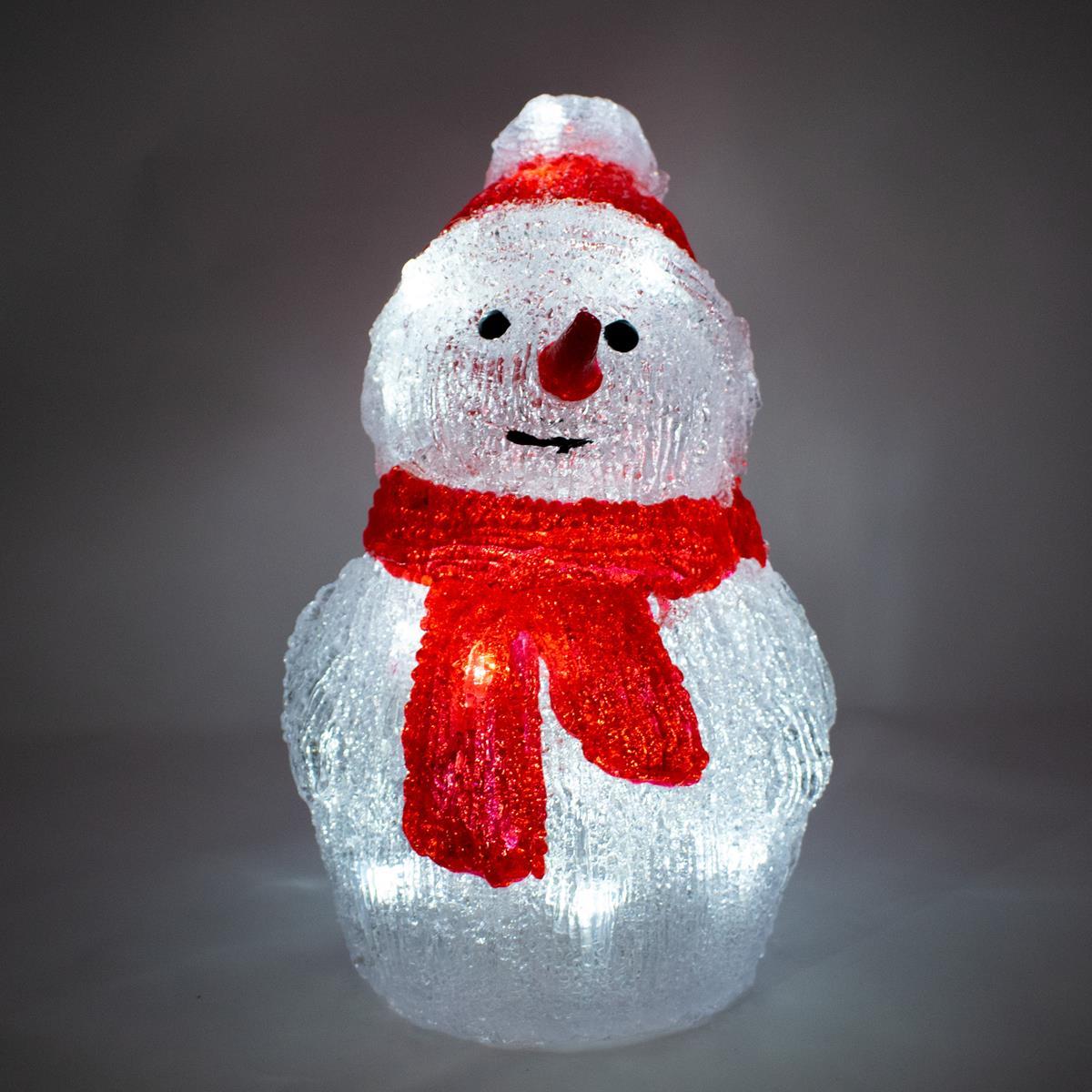 Sneeuwpop - led kerstverlichting binnen - 20 lampjes - 14 x 25 cm - koud wit - 2x AA