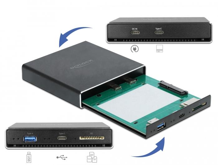 Delock Externe Behuizing voor 2.5″ SATA HDD / SSD met extra USB - Delock