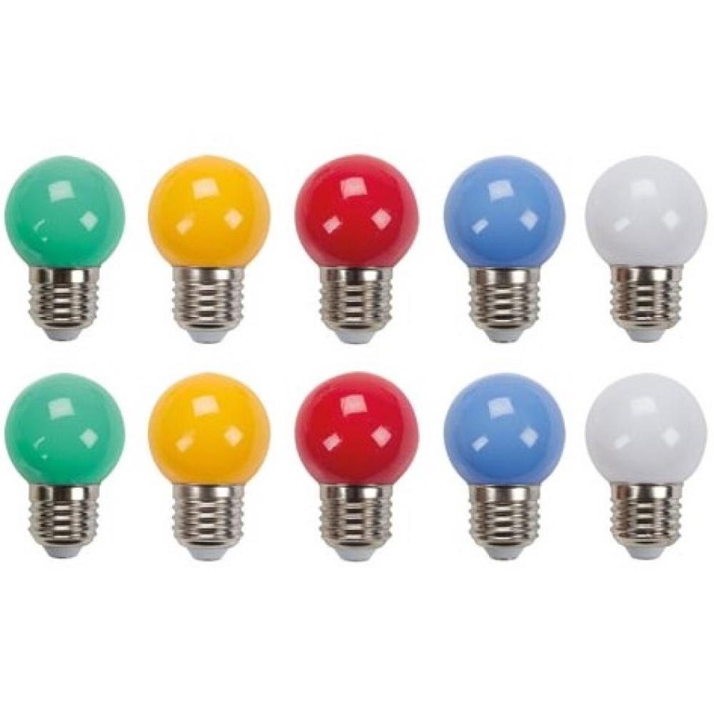 Vlucht biologie Brein Gekleurde Led lampen - Lamptype: Led Lichtkleur: Multicolor Fitting type:  E27 Aantal lampen: 10 Toepassing: IP44 - Binnen en buiten