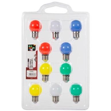 Veel Overlappen Worstelen Gekleurde Led lampen - Lamptype: Led Lichtkleur: Multicolor Fitting type:  E27 Aantal lampen: 10 Toepassing: IP44 - Binnen en buiten