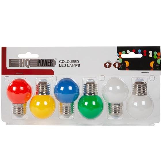 Stamboom lettergreep bedrag Gekleurde Led lampen - Lamptype: Led Lichtkleur: Multicolor Fitting type:  E27 Aantal lampen: 6 Toepassing: IP44 - Binnen en buiten