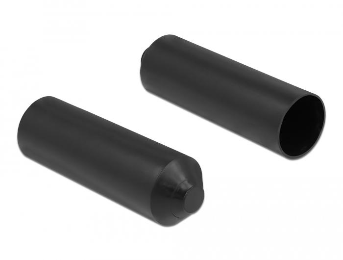 Delock Eindkappen met binnenlijm 80 x 25 mm 2 stuks zwart - Delock