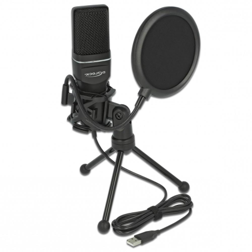 Delock USB Condensator Microfoon Set - voor Podcasting, Gaming en Zingen - Delock