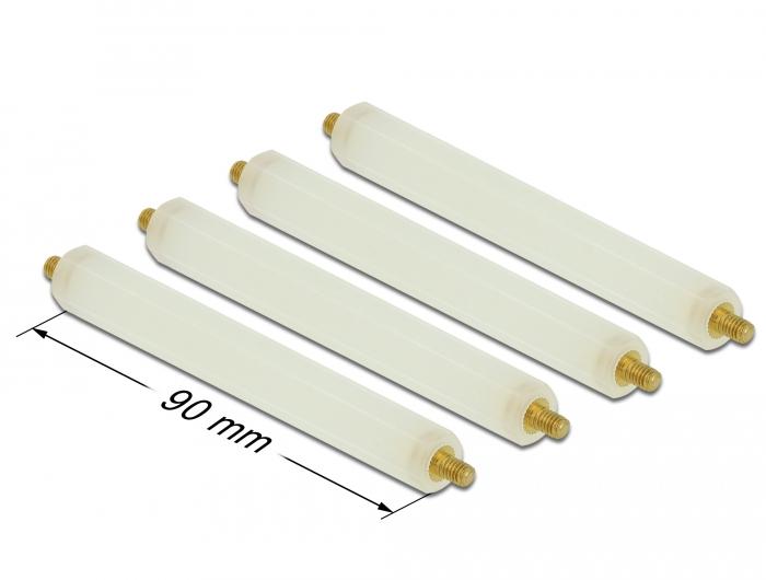 Delock afstandhouder M4 x M4, zeskant, buiten/buiten, 90 mm naturel - Delock