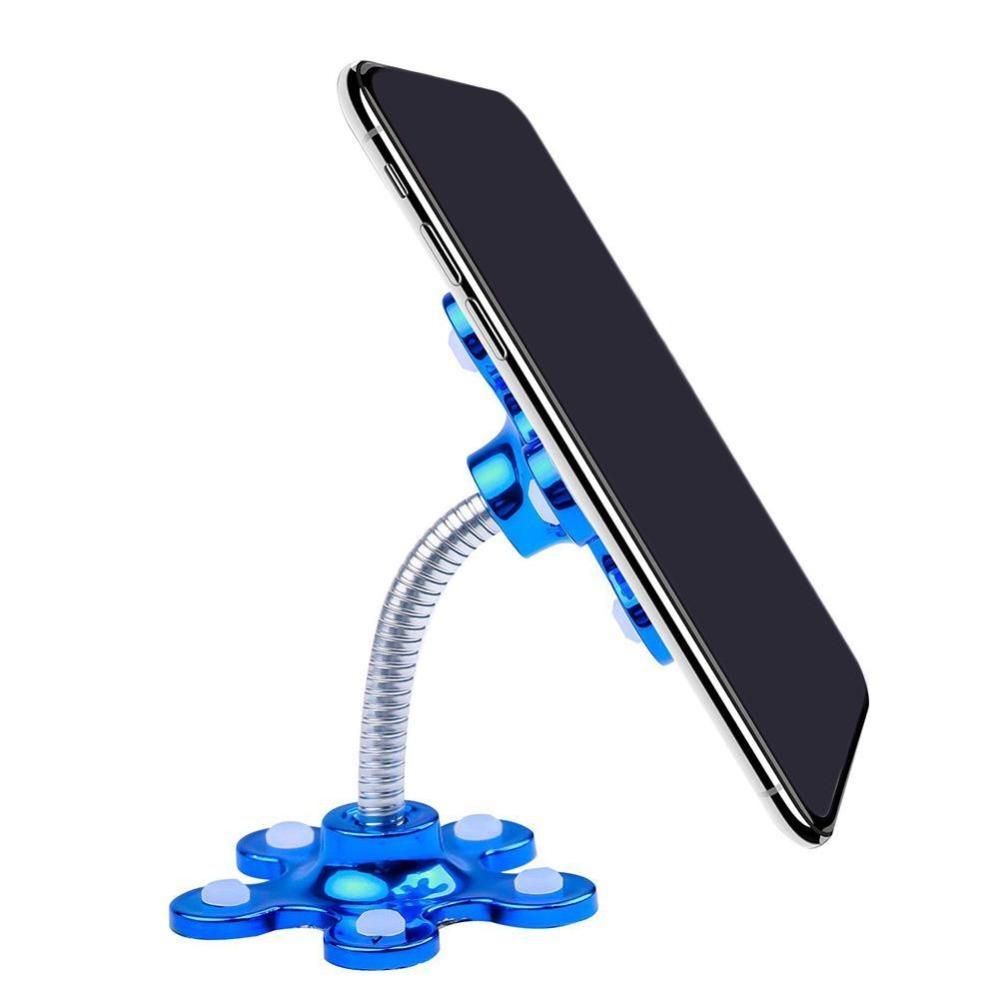 Houden klimaat Janice Smartphone houder - Blauw - Type: smartphone houder met zuignappen Merk:  Able & Borret Materiaal: metaal + kunststof Kleur: blauw Gebruik:  universeel Maat: 7x5x12 centimeter Extra: roteren, draaien