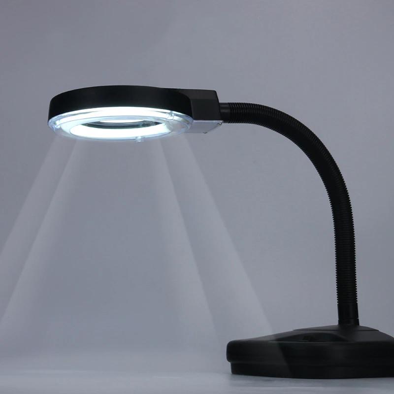 ozon Sport Geavanceerde Tafelmodel Loeplamp - 3 dioptrie - Hoogte: 525 mm, Lamp: LED, Kleur: Zwart,  Diameter lens: 90 + 21mm, Vergroting: 3 + 8 dioptrie - 1.75+3x