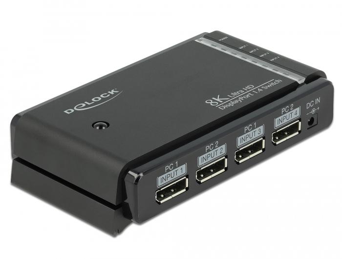 Delock DisplayPort 1.4 Switch 2 x 2 DisplayPort in naar 1 x 2 DisplayPort uit - Delock