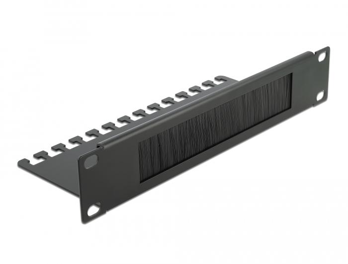 Delock 10″ kabelmanagement borstelstrip met kabelvanger 1 U sch - Delock