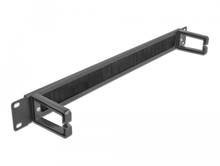 Delock 19″ Kabelmanagement borstelstrip met 2 beugels 1 HE zwart - Delock